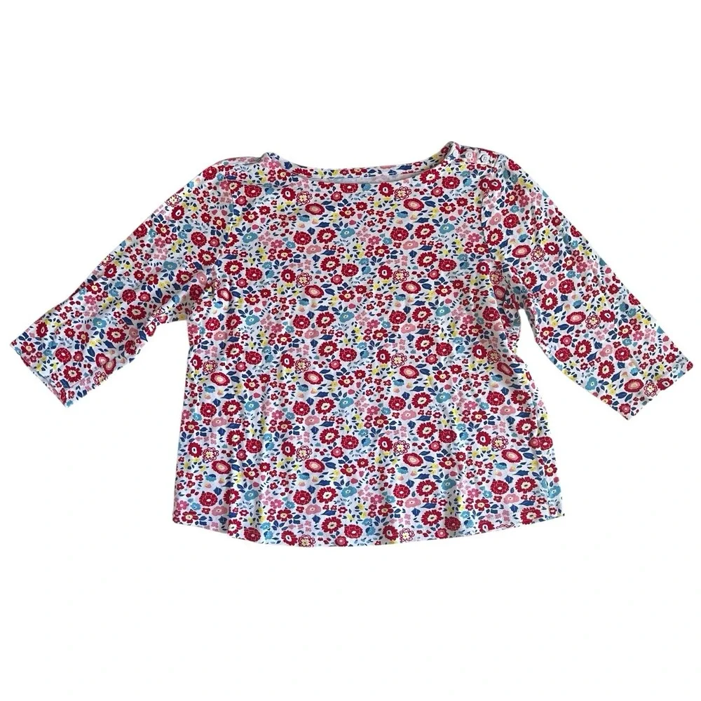 Charter Club Women's Size XL Ditsy Floral 3/4 Sleeve 100% Supima Cotton Boatneck